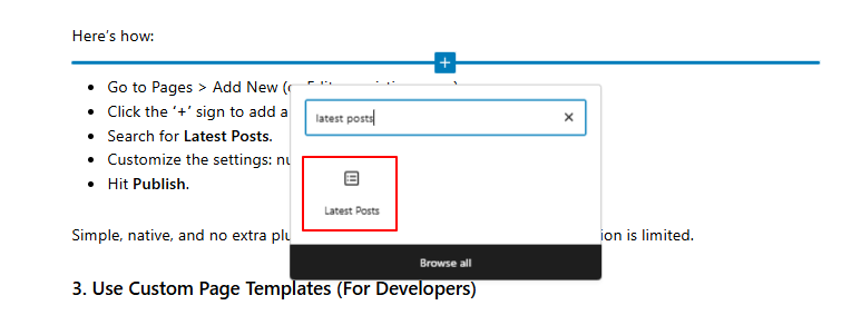 Add Posts To Pages
